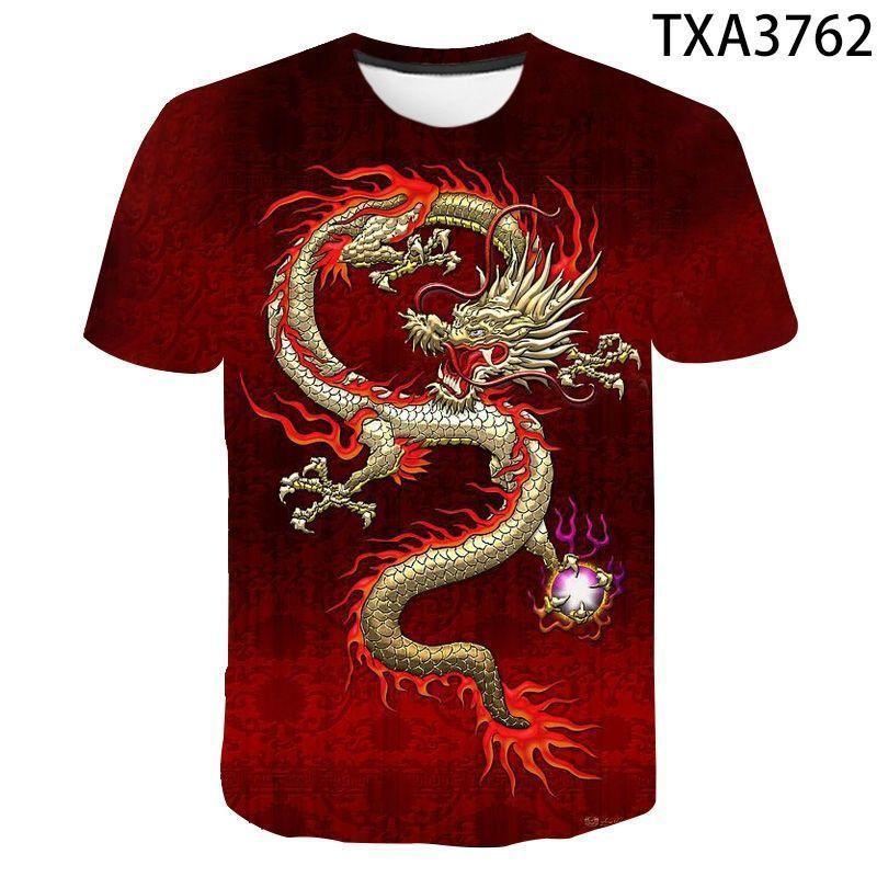 Summer Handsome T-Shirt For Men Chinese Dragon 3d Print Harajuku Clothing Casual Short Sleeve Tops Oversized Men's T Shirt