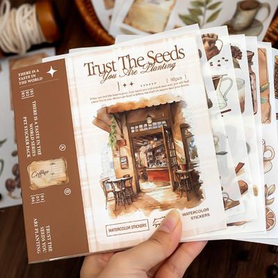 50Sheets/pack Earthly Series Sticker Book for DIY Handbook Diary Phone Case Calendar Photo Frame Laptop Decoration