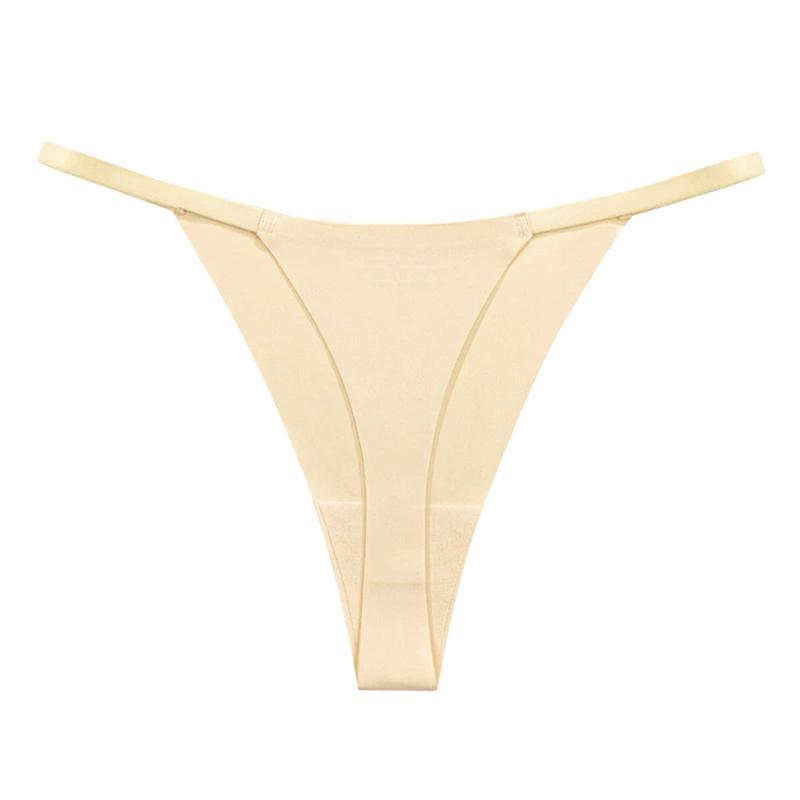 Women Solid Color Thong T-shaped Thin Strap Underpants