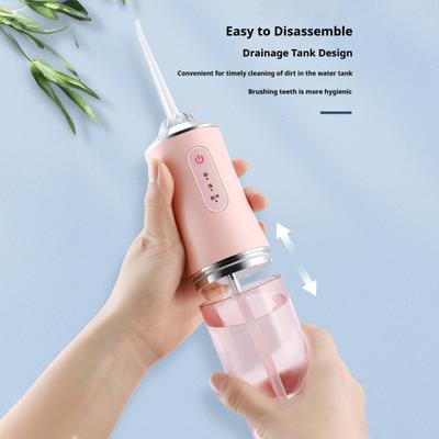 Elektrischer Wasserzahnseider, Kabelloser Mundduscher zur Zahnreinigung, 230ml Wiederaufladbarer Wasserzahnreiniger mit 4 Düsenaufsätzen