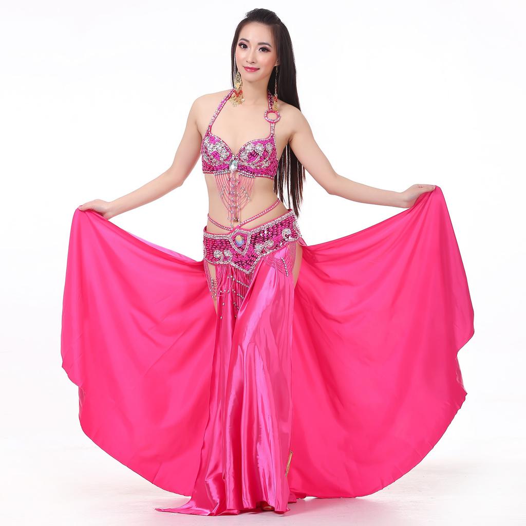 Double Slit Color Ding Skirt Belly Dance Big Swing Skirt Dance Skirt Belly Dance Stage Performance Skirt Color Shiny Skirt