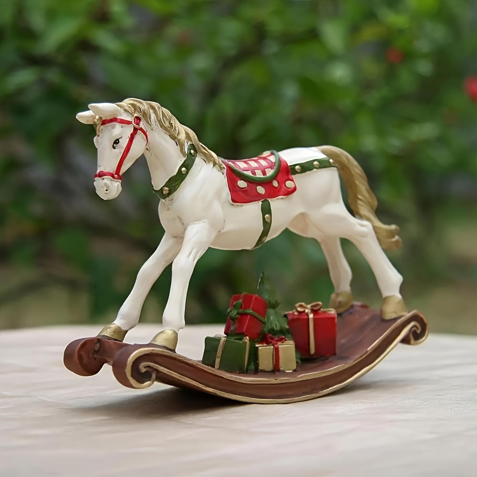 

Rocking Horse Statue Decoration Crafts Unique Decorative Housewarming Gift Versatile Horse Figurine for Desktop Living Room разноцветный