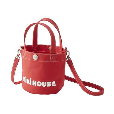 MIKI HOUSE Logo Canvas-Tragetasche Unifarben für Mini-Tragetasche Mini-Rote Tasche, Klein, Farbe, Jungen, Mädchen, Babys, Kinder, Erwachsene, Damen, Mütter, Tasche, Tasche, 10-8206-498,