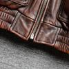 Vintage Red Brown Men Genuine Leather Jacket Real Cow Skin Coat Flight Suits Pilot Bomber Men's Jackets Spring Autumn