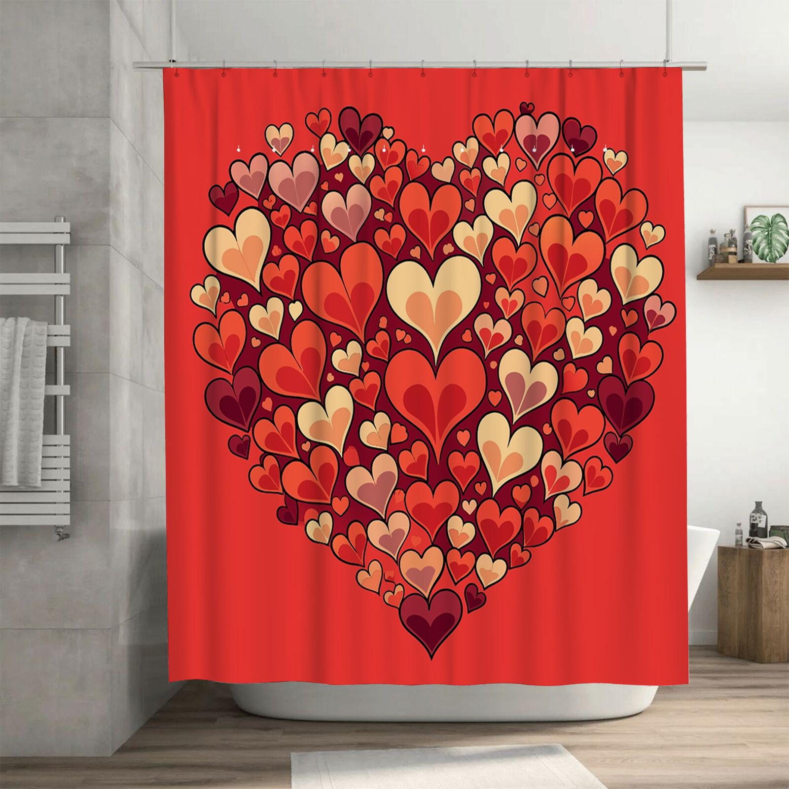 

Romantic Multi-Heart Shower Curtain - Waterproof, Mildew-Resistant, Machine Washable for Valentine s Day Bathroom Decor 90X180cm(35x70in)