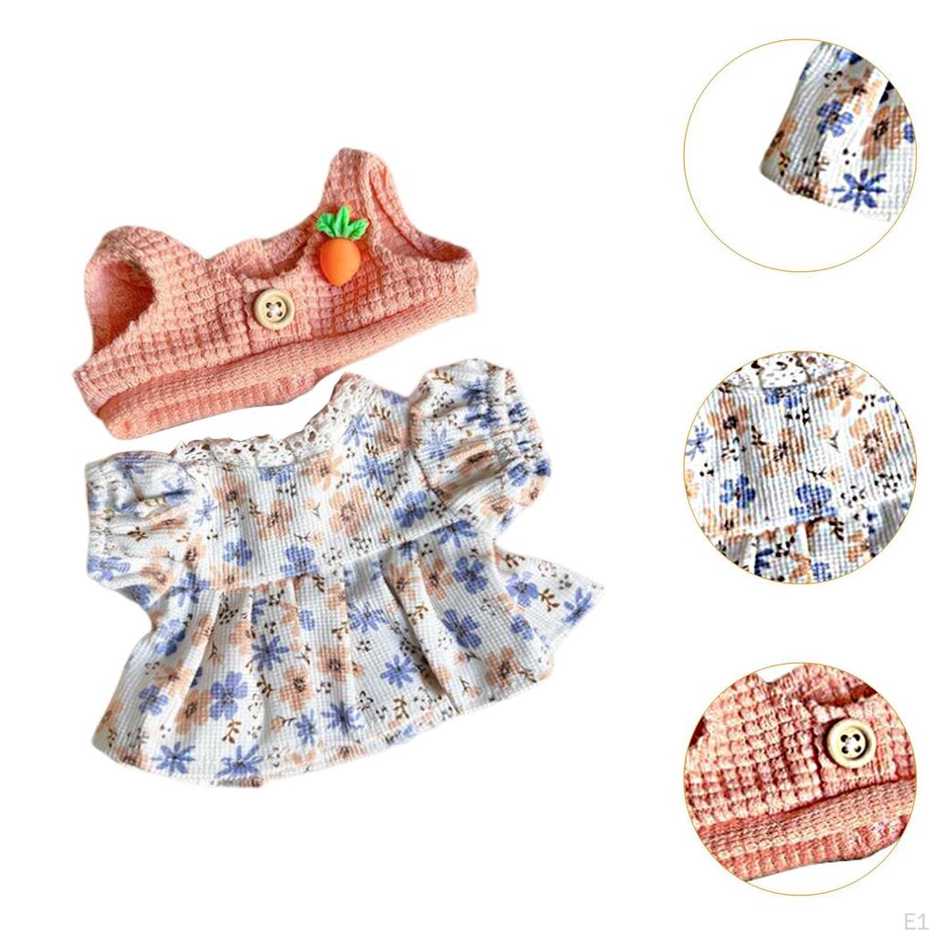20cm Doll Clothing Set with Dress and Vest for Plush Toys