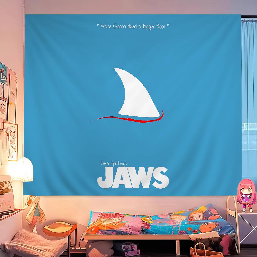 Flim JJaws Adventure Thriller Great Cartoon Tapestry Hippie Flower Wall Carpets Dorm Decor Art Home Decor