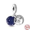 Original Copper Plated Blue Stars Moon Earth Animals Tree Astronauts Bead Pendant For Diy Bracelet Ladies Jewelry Gift