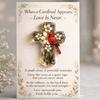 Red Bird Flower Pocket Hug with Inspirational Card Portable Acrylic Faith Token Decoration