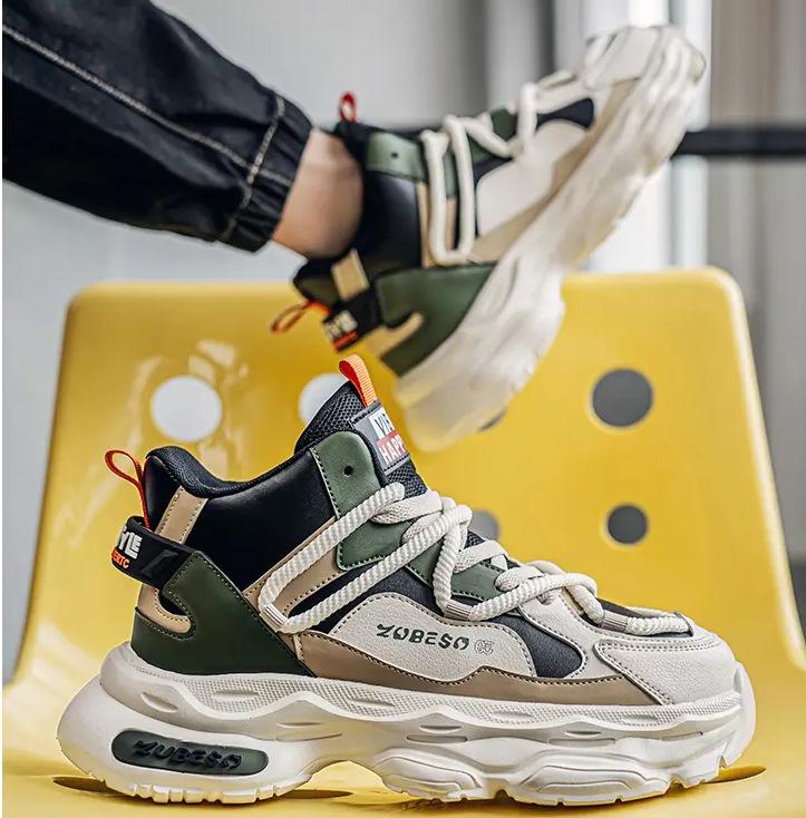 

Высокие мужские туфли осень-зима 2024 года, новые молодежные спортивные и развлекательные универсальные туфли на толстой подошве, повышающие устойчивость, нескользящие, модные туфли для пап 44