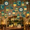 48 Pieces Spirals Party Decoration with Authentic Moon Star Designs Ramadans Accessories for Celebration and Gatherings