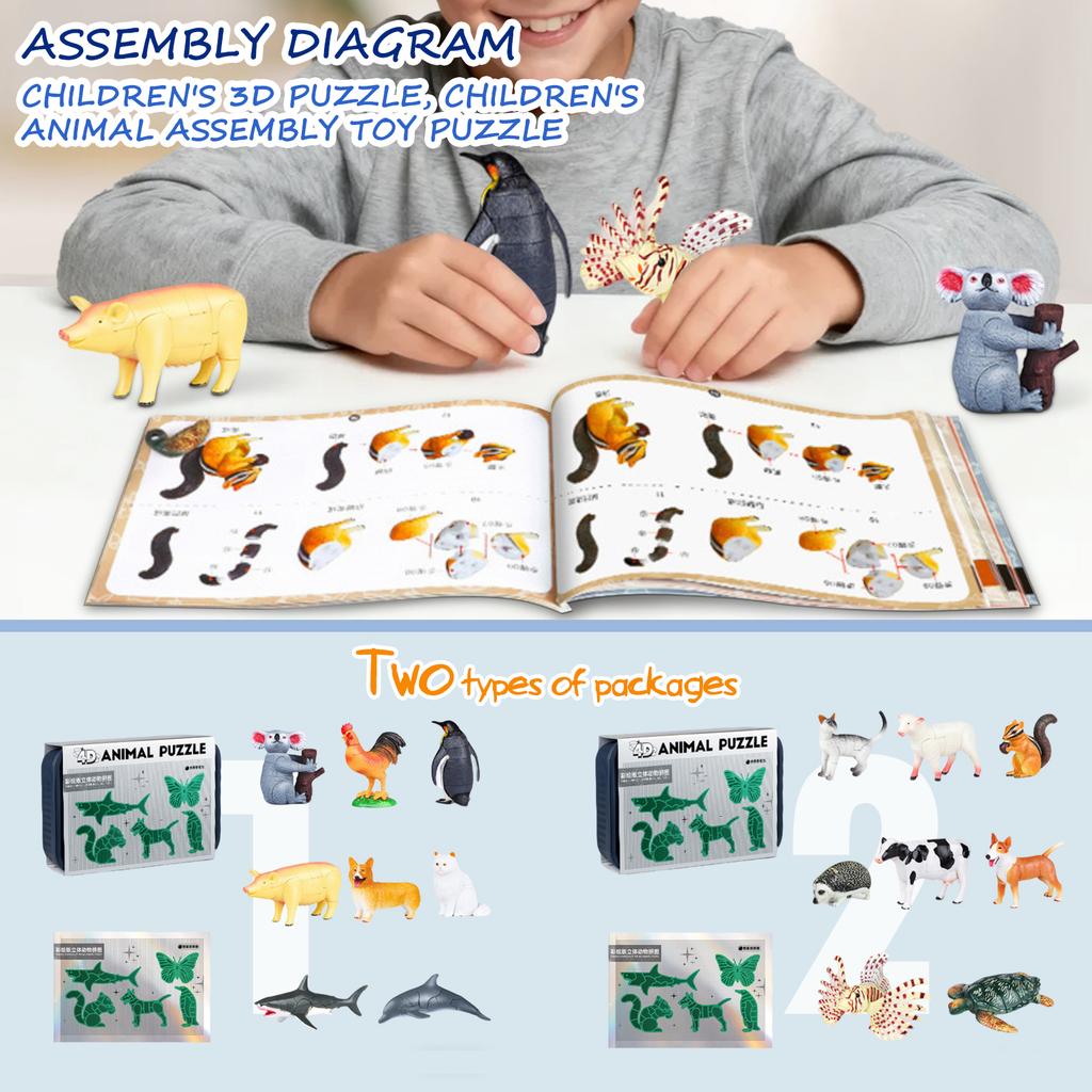 Children's 3D Puzzle, Children's Animal Assembly Toy Puzzle