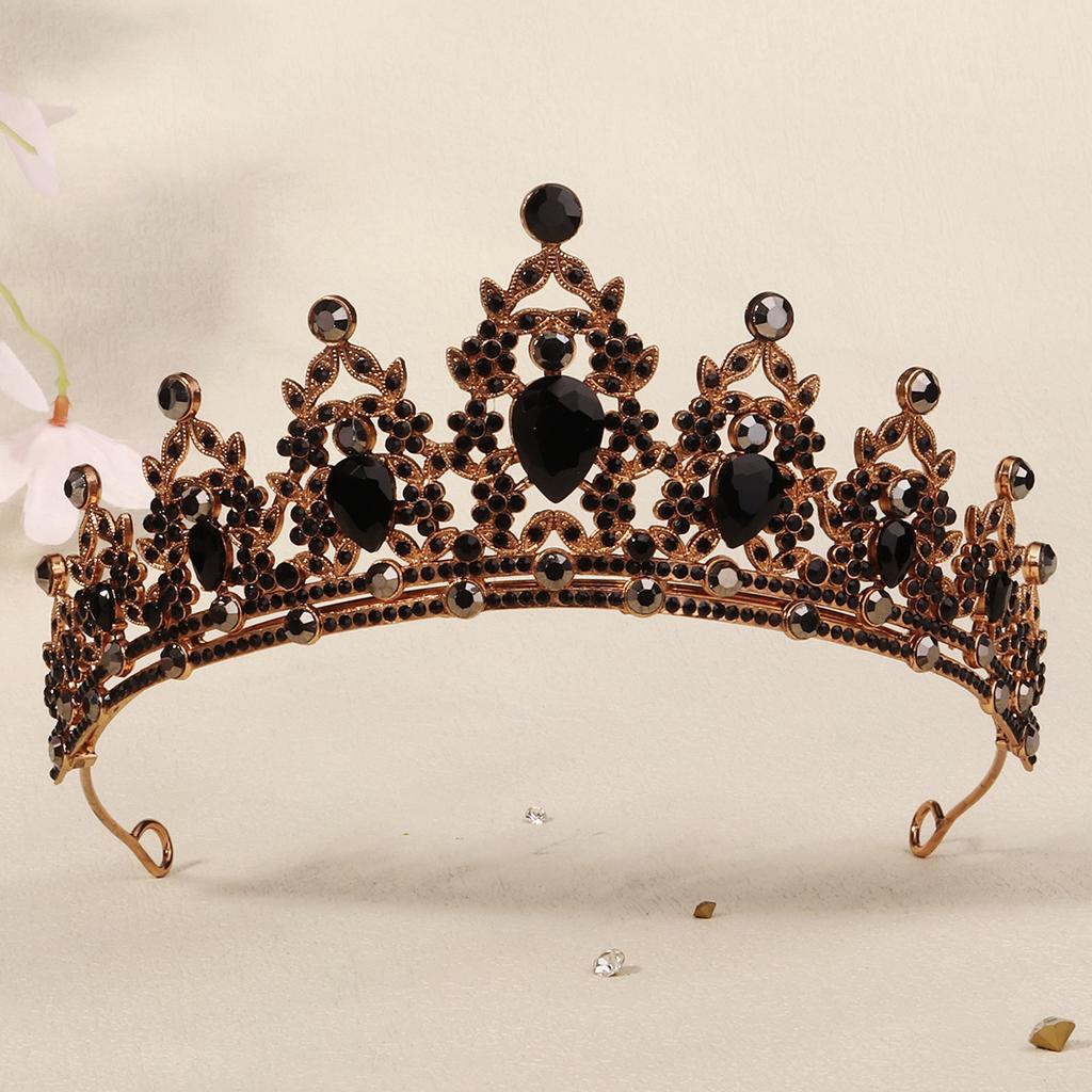 Halloween Jewelry Rhinestone Alloy Crown Holiday Party Dance Dress Headdress High-end Black Crown