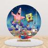 Cartoon SpongeBob Children Birthday Party Round Backdrop Cover Kid Room Decoration Baby Shower Photography Background Props