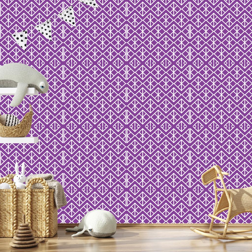 Wallpaper Geometric Pattern Purple and Lavender for Living Room and Bedroom 50x1000
