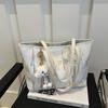Popular large-capacity zipper bag women's new simple big bag cute texture commuter tote bag shoulder bag