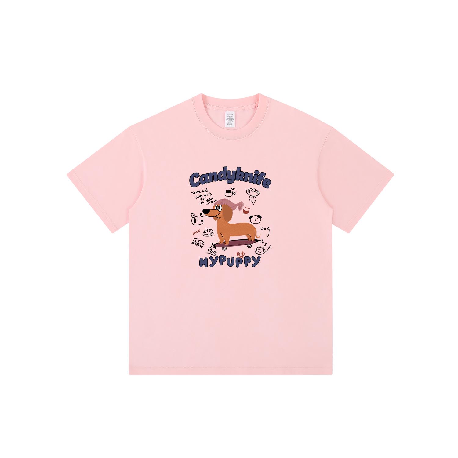 

Women s Pure Cotton Retro Puppy Print Slimming Tee - Loose Fit, Age-Reducing, Short Sleeve Summer Top XL