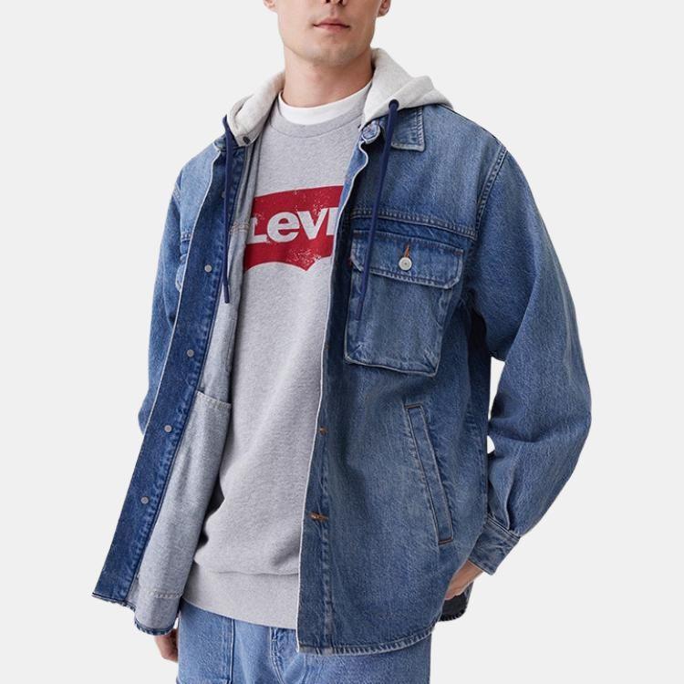 Levis Casual Washed Loose Versatile Long Sleeve Denim Jacket Men Jackets Washed-Blue 0017G-0000