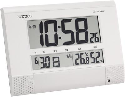 Kell Seinakell Lauakell Raadiolaine Digitaalne Programm Funktsioon Kalender Rokuyo Temperatuur Niiskusnäidik Kompaktne valge pärl SQ435W SEIKO