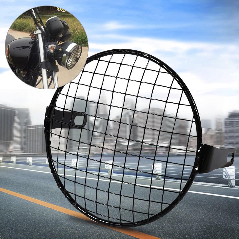 6.3 Retro Motorcycle Grill Side Mount Headlight Lamp Cover Mask Cafe Racer