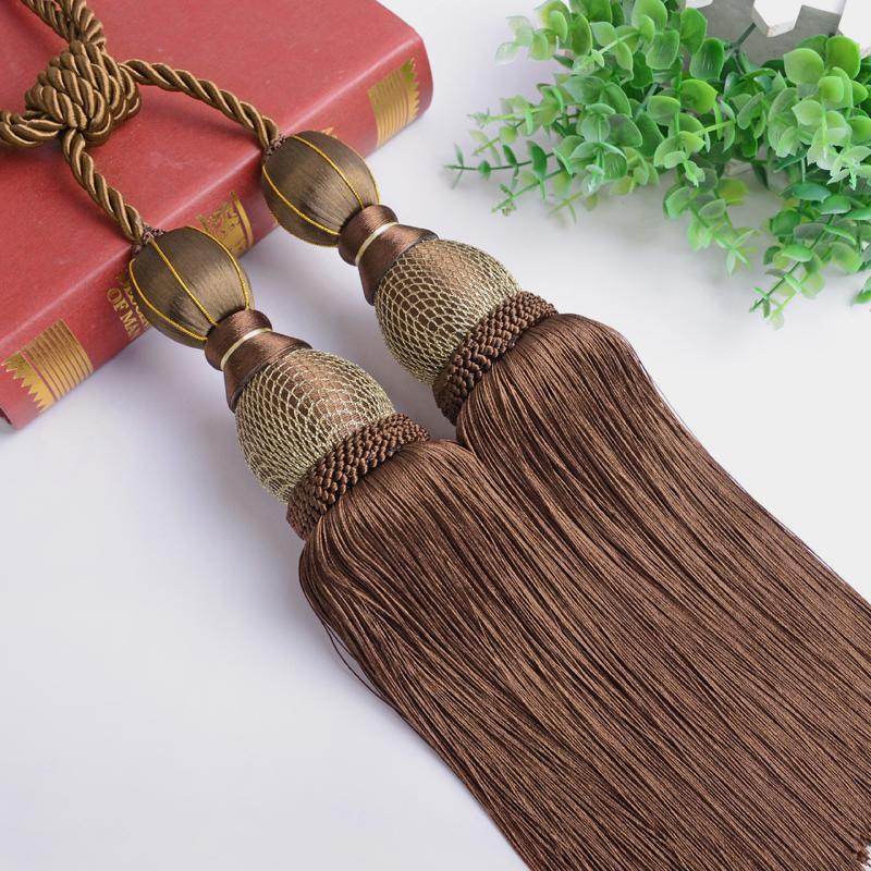 

1pc Luxurious Polyester Curtain Tieback with Exquisite Tassel Hanging Ball Elegant Holdback for Living Room, Office & Home Decor Other темного кольору хакі