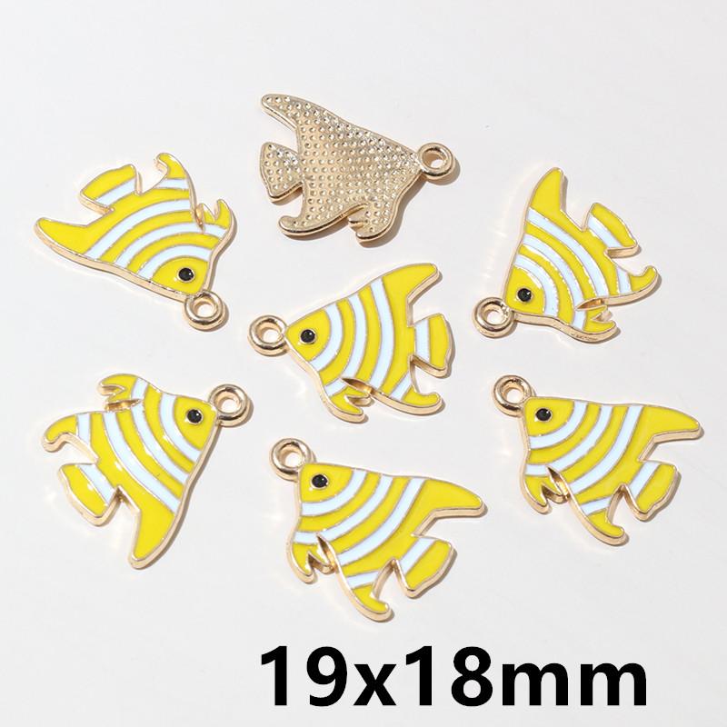 20pcs Enamel Fish Charms Pendant for Earrings Necklace Bracelet Findings Alloy Metal DIY Jewelry Making Accessories