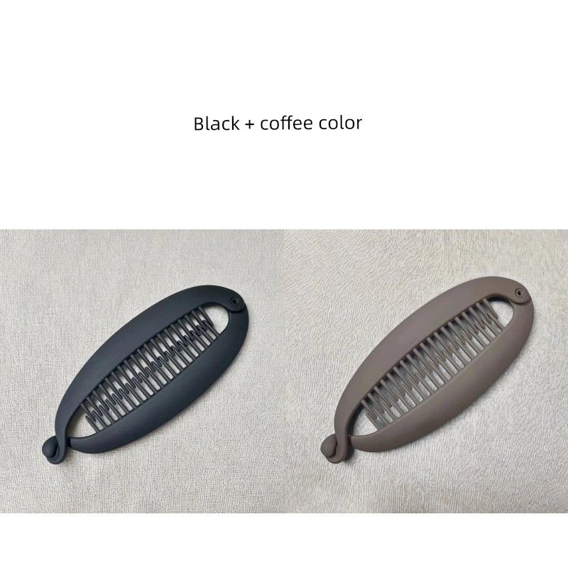 

American Style Matte Simple Large Black Ponytail Clip, Hairpin for the Back of the Head, Elegant Banana Clip Hair Accessory for Women, Vertical Clip Black + Coffee Color [2-Piece Set]