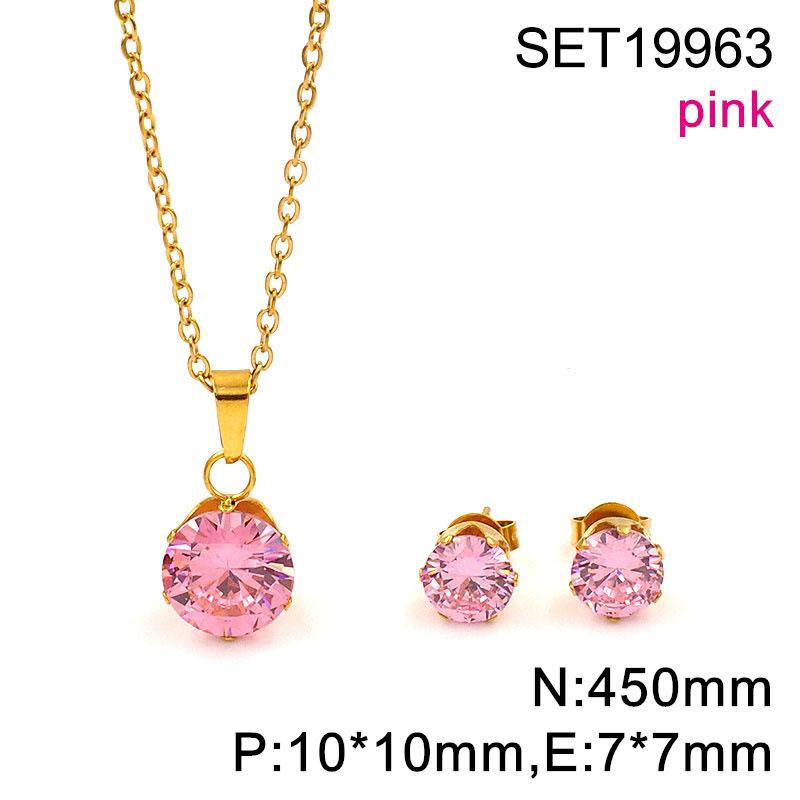 Popular in Europe and The United States, Round Color Zircon Titanium Steel Set, Versatile Exquisite Women's Collarbone Chain Earrings, Versatile 2026