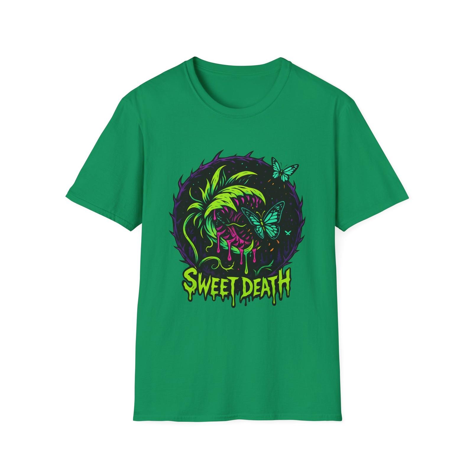 Unisex Softstyle T-Shirt Carnivorous Flower Butterfly Neon Gothic Alien Jungle S разноцветный