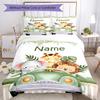 3pcs Custom Name Animals Bedding Set Duvet Cover Closure Includes 1 Duvet Cover & 2 Pillowcases, Soft and Comfortable for All Seasons.