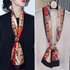 Spring Versatile Green Jungle Simulation Silk Scarf Women's Long Scarf Tied Bag Streamer Thin Scarf
