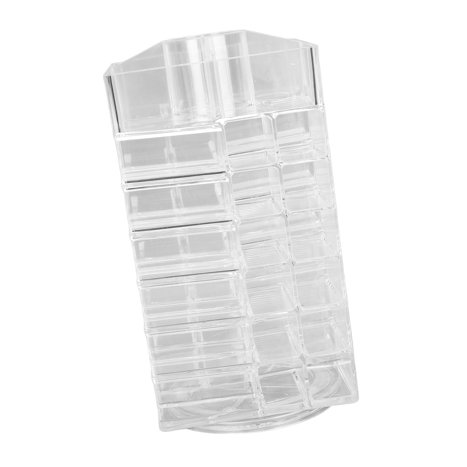 

Cosmetic Lipstick Tower 360 Degree Rotating Display 53 Slots Large Capacity Lip Gloss Storage Organizer Transparent