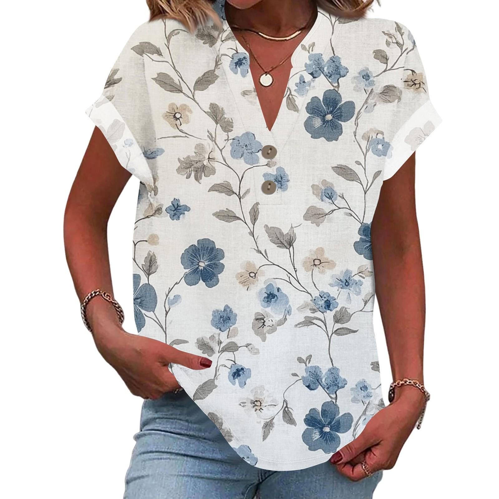 

Льняные топы для женщин летние с V-образным вырезом с коротким рукавом рукав длиной три четверти женские топы повседневные блузки свободного кроя XXL