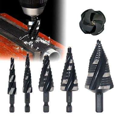 Four Spiral Flute Step Drill Bit Spiral Groove Wood Metal Hole Opener Punch Holes Drill Bit