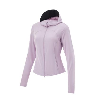 Chaqueta con capucha y cremallera casual simple de color liso versátil Li Ning de seda helada para mujer AFDVE40-4