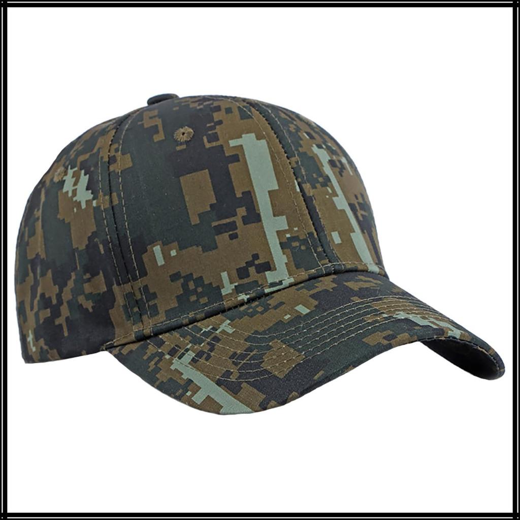 Camouflage CZ157 [White Fang] Hat, Pattern, Cap, Brim, Cool, Digital, Outdoor, Casual, Men's, Women's, (Blue)