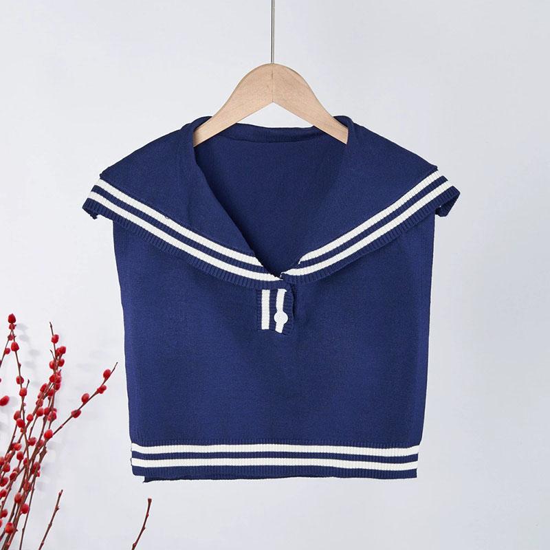 New Fashion Knit Scarf Cute Neck Warmer Circle Fake Collar False Collar Women Navy Style Detachable Collar For Women