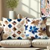 Home Decor Blue & Brown Floral & Geometric Pillow Covers Pattern Cushion Cover Suitable For Sofa Bedroom Car Pillow Cover