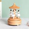 Custom Logo Wooden Music Box 18-Note Mechanical Wind-Up Rotating Carousel Ballerina Gift OEM