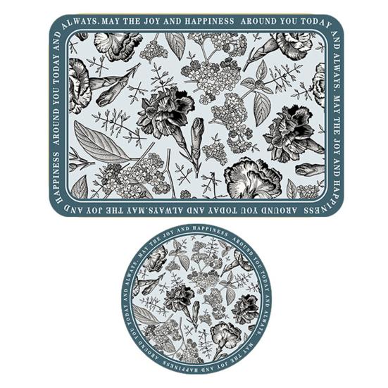 2Pcs Vintage Flower Placemat Waterproof Heat-Resistant Non-slip PVC Heat Insulation Rectangle Round Dining Table Protection Decoration