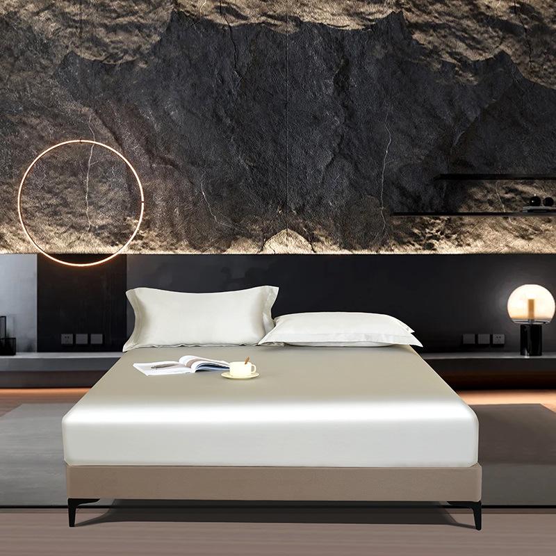 Mulberry Silk Non-Slip Fitted Bed Sheet - Cotton Blend Single Piece Mattress Dust Cover