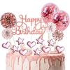 Paready 17-Piece Birthday Cake Topper Set, Includes Cake Insert, Happy Birthday Card, and Happy Birthday Cake Decorations In Rose Gold
