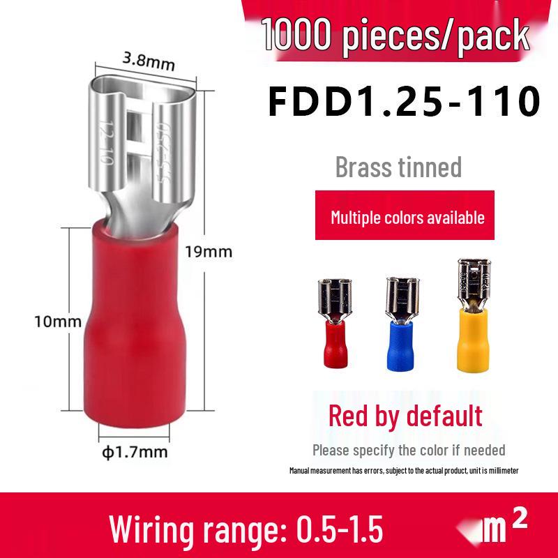 

Brass Cold-Pressed FDD Female Pre-Insulated Terminal Insert Spring Wiring Connector with Copper Lugs