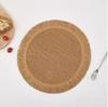 Einfache gewebte runde Platzmatte Stroh mit Fransen Esstischmatte Tischplatten-Schalenmatte Kaffeematte Westliche Matte Moderne Schlichtheit
