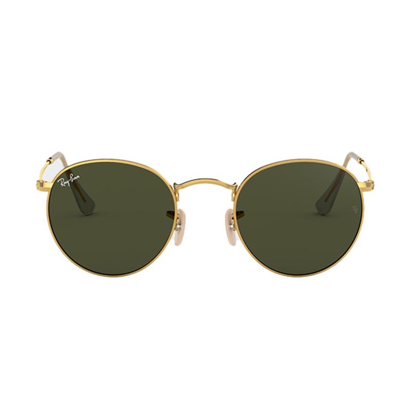 RayBan Occhiali da Sole Rotondi Vintage con Lenti Verdi e Montatura Rotonda in Metallo