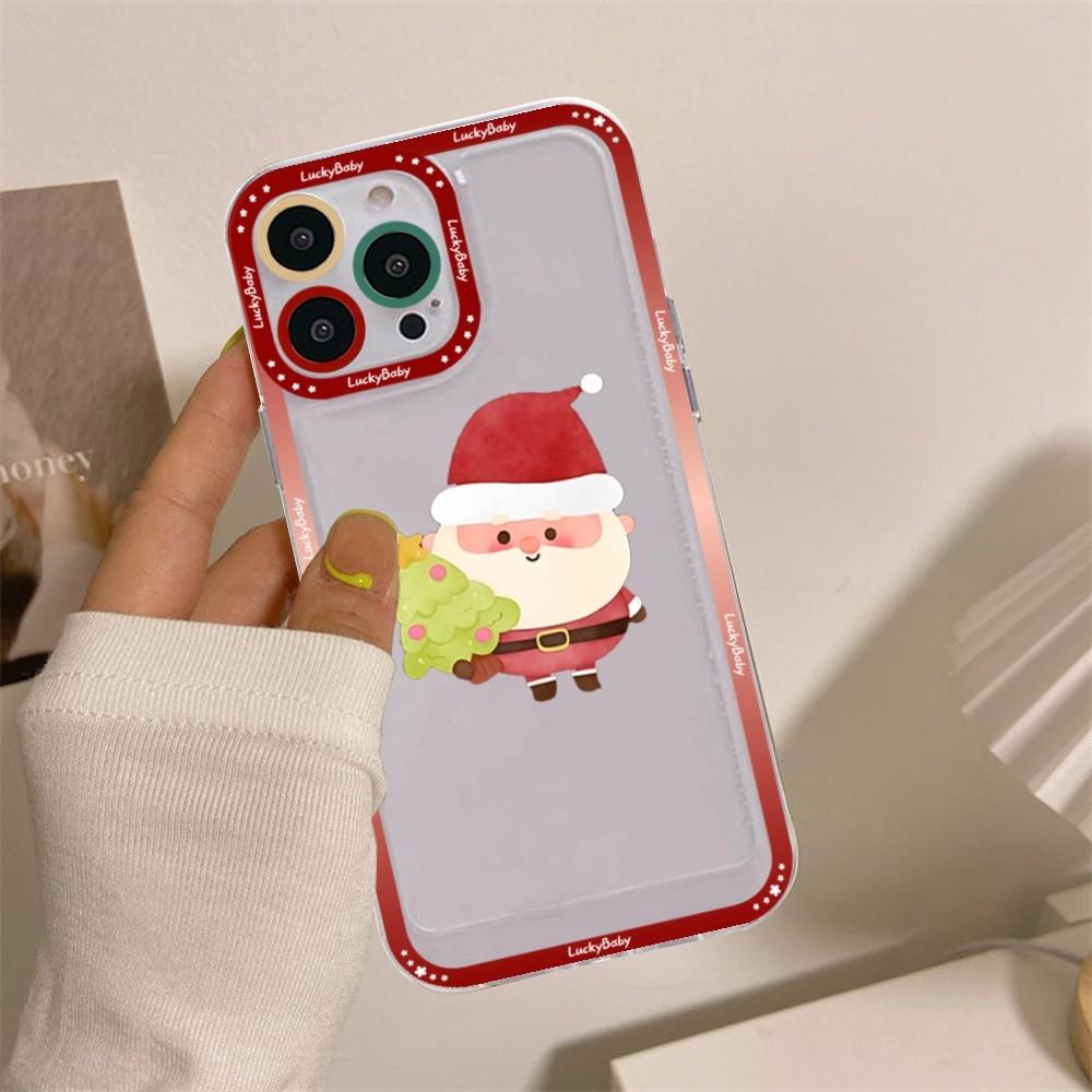 Christmas Cartoon New Year Gift Phone Case For iPhone 16 15 14 13 12 11 Pro Max XS X XR Mini Protective Cover