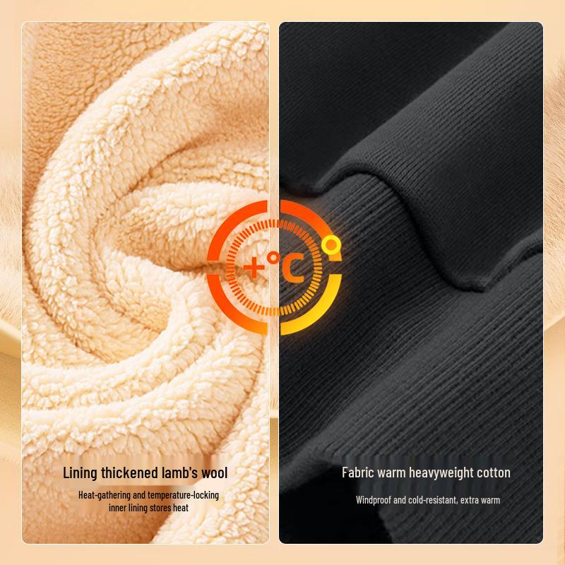 VANCL Men's Winter Lamb Wool Round Neck Pullover Hoodie