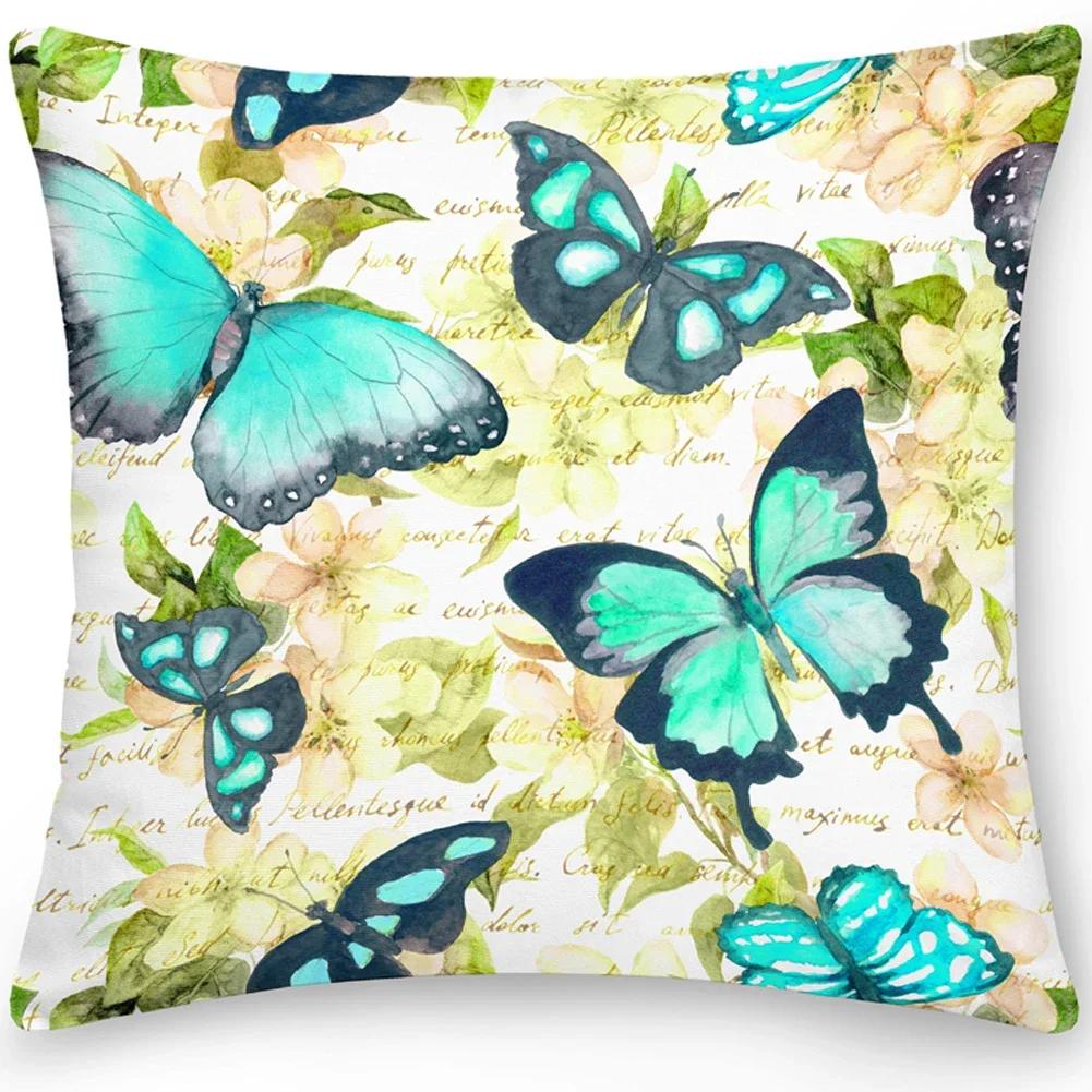 Pillow Office Sofa Butterfly Print Double Sided Cover Square Cushion