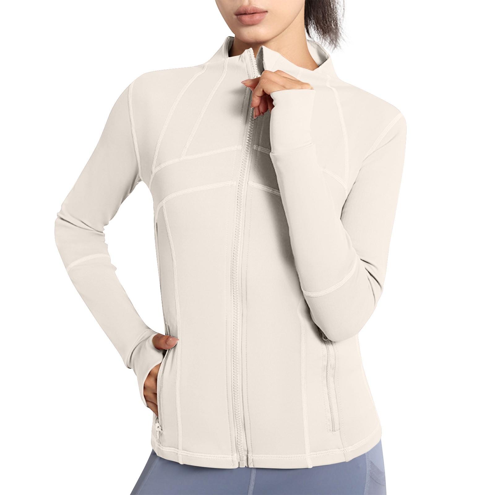 

Женская облегающая спортивная куртка для бега на молнии с карманами и полной молнией S белый