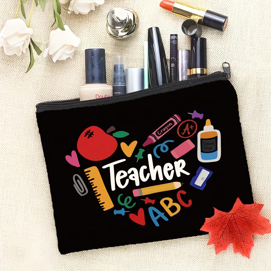 Heart-Shaped Design with "TEACHER ALphabet" Print, Perfect Gift for Women Teachers, and Nieces on Teacher'S Day,Birthday, Makeup